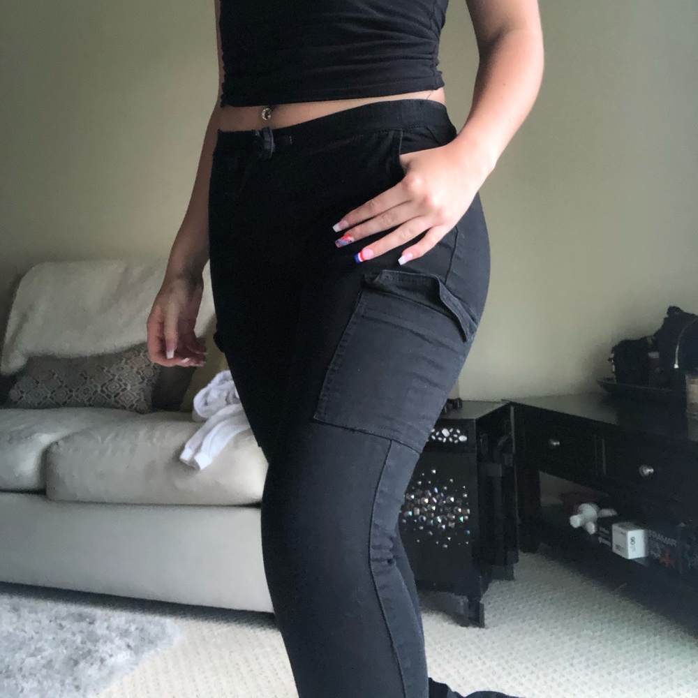 Black, tight fitted joggers